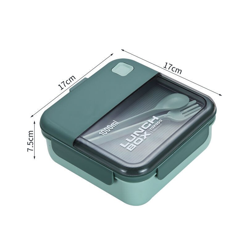 Portable Kids Bento Box Sealed Bento Lunch Box For Kids Complete Kit Kid Food Container Microwave Heating Food Storage Container: green 1000ml