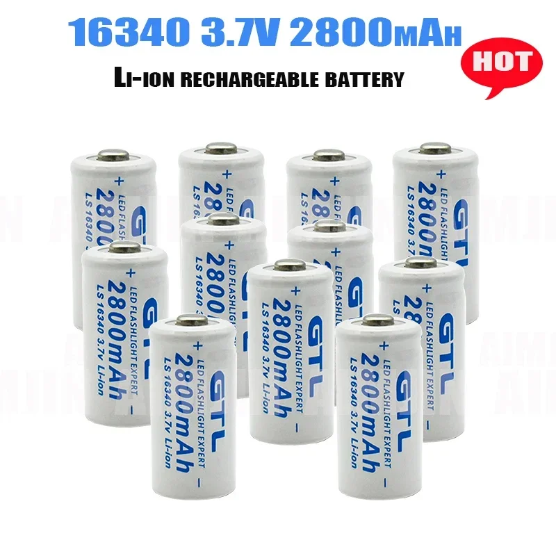16340 genopladelige batterier,  cr123a batterier, 2800 mah , 3.7v li-ion med lcd dobbeltoplader, batteri, led-lommelygte, rejsevæglampe