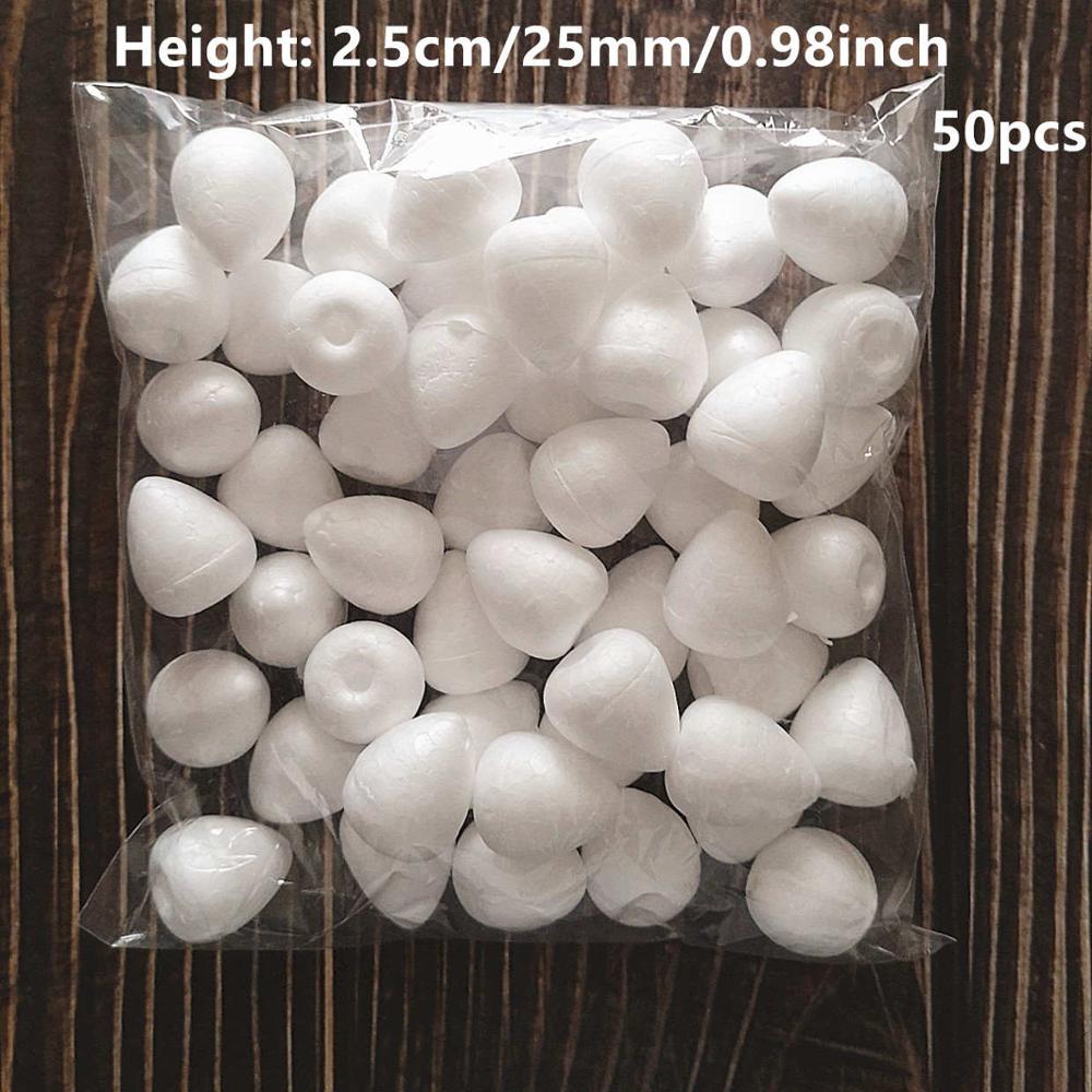 2/2.5/3/4/4.5/5.5cm 10-80pcs Water Modeling Shaped Styrofoam Foam Crafts Flower Heart DIY Handmade White Foam Rose Buds: Fat 2.5cm 50pcs