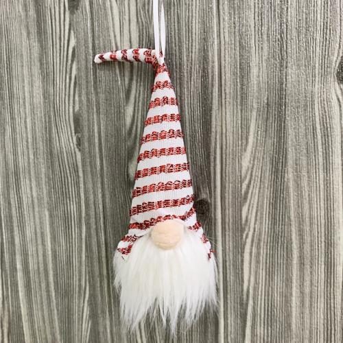 1Pc Christmas Santa Faceless Pop Gnome Hanger Xmas Kous Met Licht Opslag Tas Voor Thuis Vrolijk Kerstfeest Ornament: White red Stripe