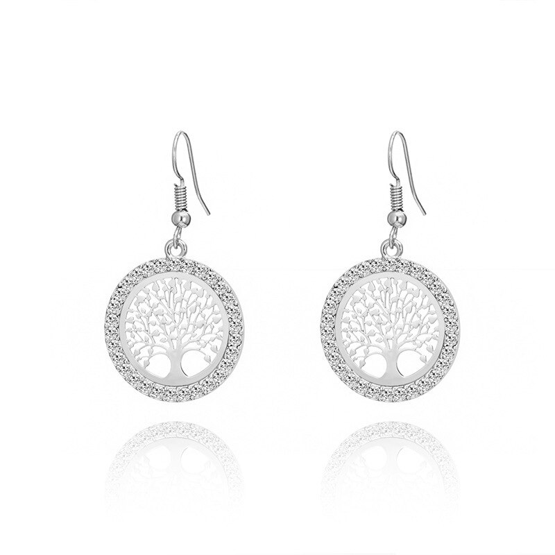 pendientes pendientes naranjas pendiente pendientes tous pendientes de acero inoxidable chaqueta mujer Pendientes creativos del árbol de la vida, joyería hueca redonda, Punk, europea y americana, Premium