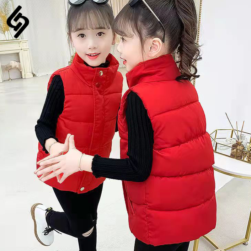 zwykły bezrękawnik dla dzieci ciepłe ubrania dla chłopców wiatroszczelna bawełniana kurtka odzież wierzchnia jesienne ubrania czerwone/czarne zimowe kamizelki dziewczęce