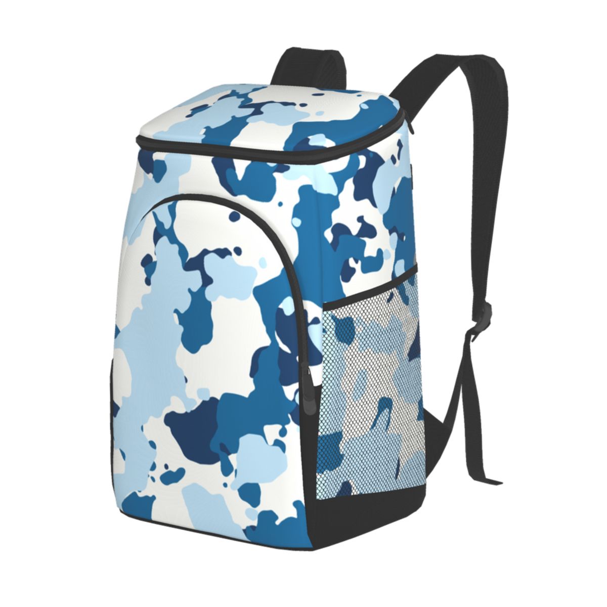 Camouflage 45 Cans Insulated Cooler Backpack Lunch Cooler Bag for Lunch Picnic Hiking Camping Beach Park Day Trips: Black 6