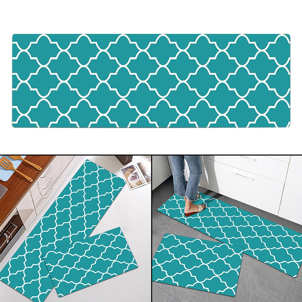 Anti Fatigue Kitchen Rug Cushioned Kitchen Standing Mat Waterproof Non Skid: Green 150x45cm