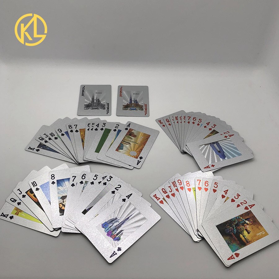 Holdbart og vandtæt dubai sceneri serie burj al arabisk sølvfolie spillekort i kæledyrsmateriale
