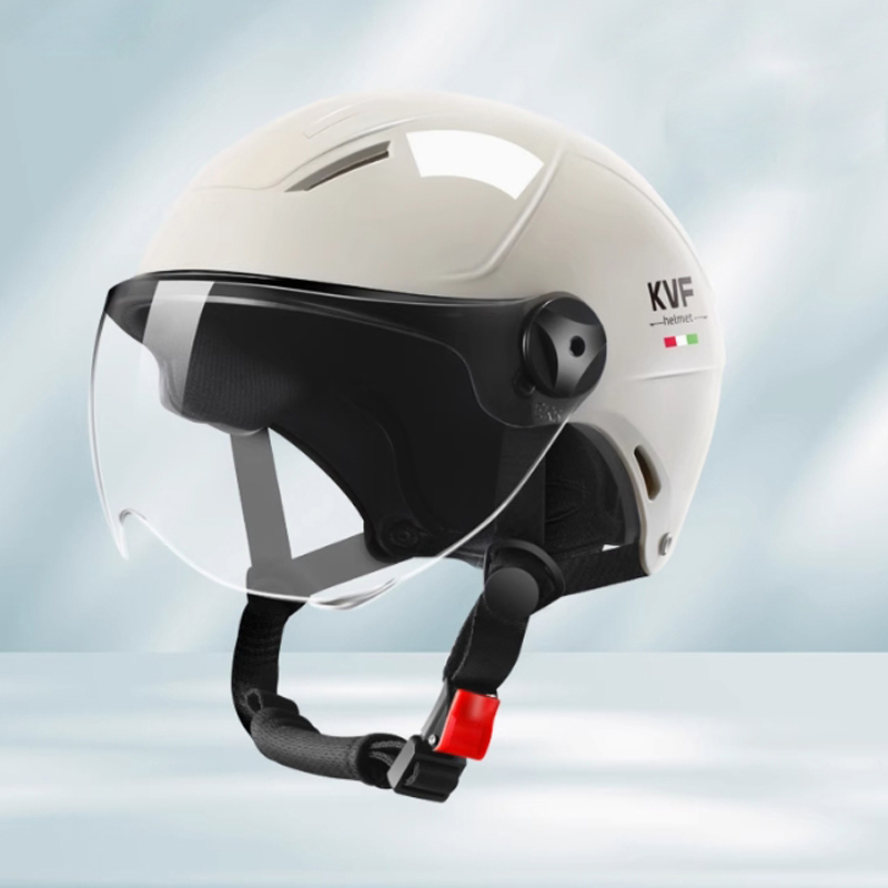 Motorcycle Helmet MEN Woman Electric Motor Car Scooter Bike Open Face Half Helmet Anti Safety Hat Bicycle Cap With Goggles: Beige