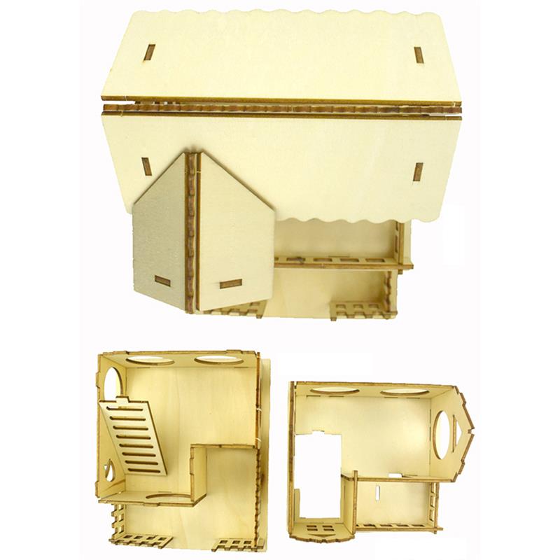 View of Wooden Hamster Hideout Stylish Small Pet House Hed... – Grandado
