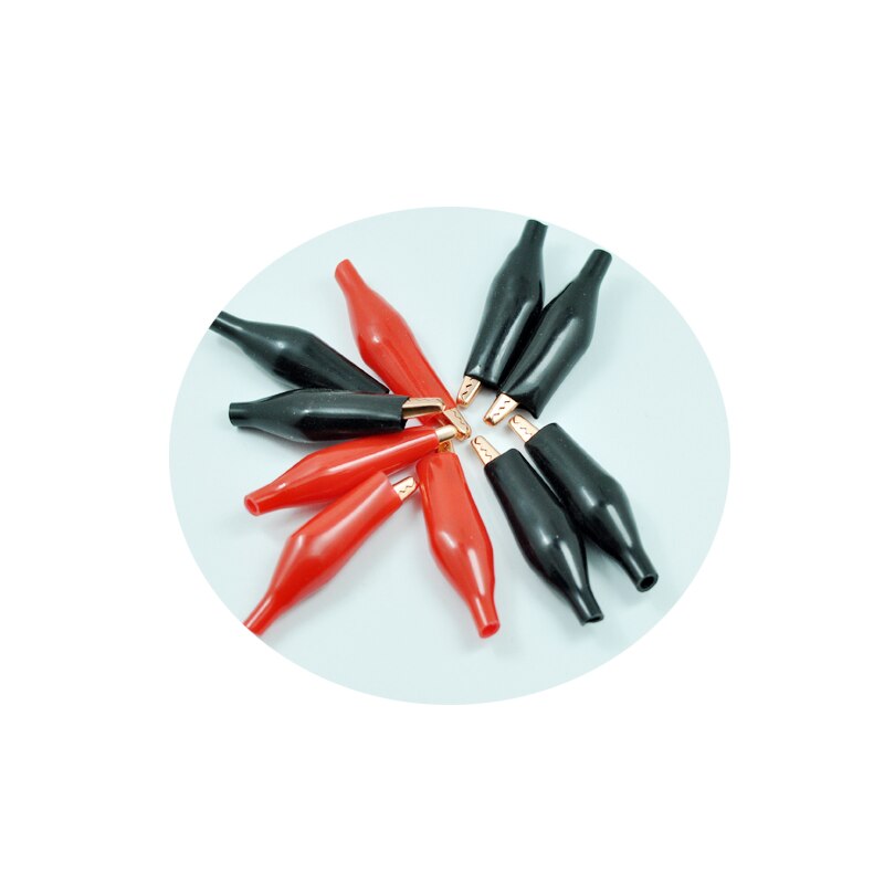10 STKS Zwart Rood Zacht Plastic Coated Testen Probe Alligator Clips Crocodile Test Clip Wholease rood koper Hoge gedrag
