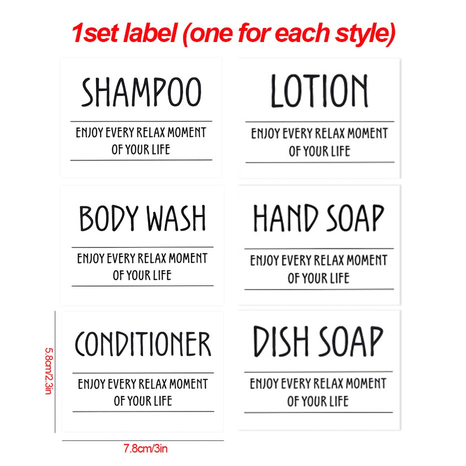 Soap Dispenser Sticker Set Shampoo Bodywash Conditioner Labels Removable Waterproof Unique Bottle Stickers Bathroom Accessories: 2