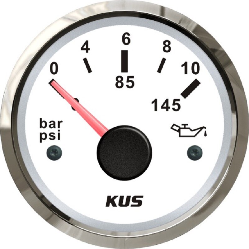 KUS 52MM Oil Pressure Gauge Meter 0-5bar(0-75PSI) 0-10bar(0-145PSI) Red/Yellow Backlight Available: 0-10Bar WS