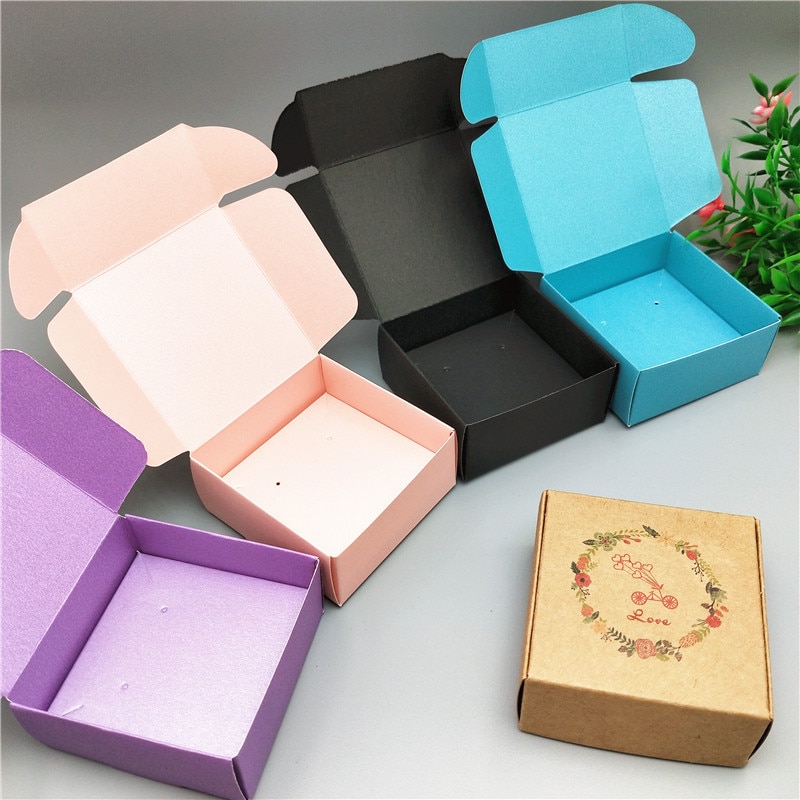 Cajas de embalaje de de avión de cartón de papel, conjunto de joyas, cajas Kraft, collar, colgante, pendiente, caja de exhibición