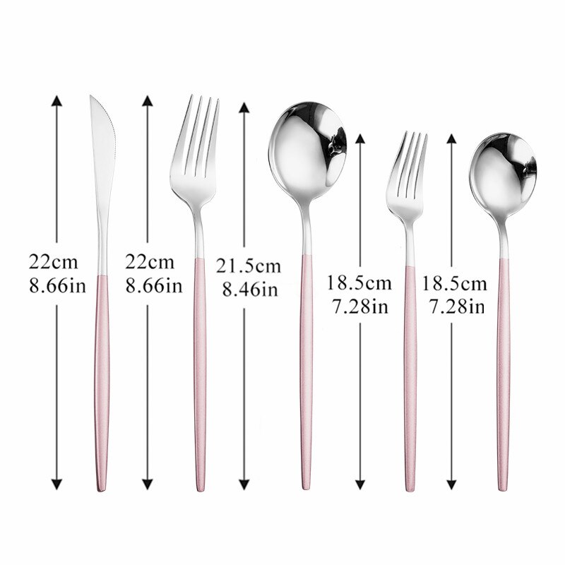 Pink Silver Dinnerware Set Stainless Steel Cutlery Kitchen Dinnerware Tableware Set Forks Western Knives Spoons Cutlery Set 20pc