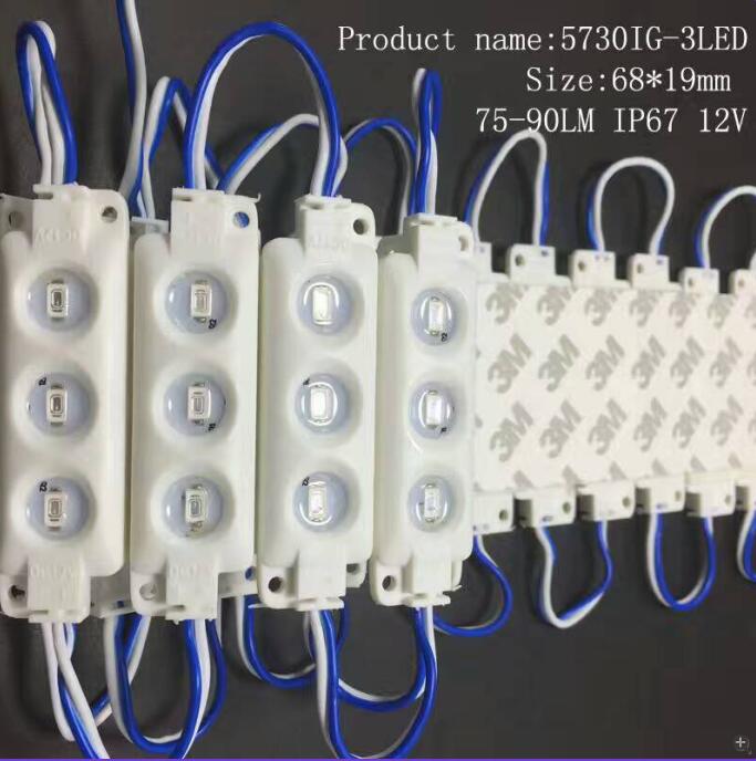 100pcs/lot Injection LED module waterproof 5730 LED Backlight 12V 0.72W for Advertising sign and Channel Letter lighting box