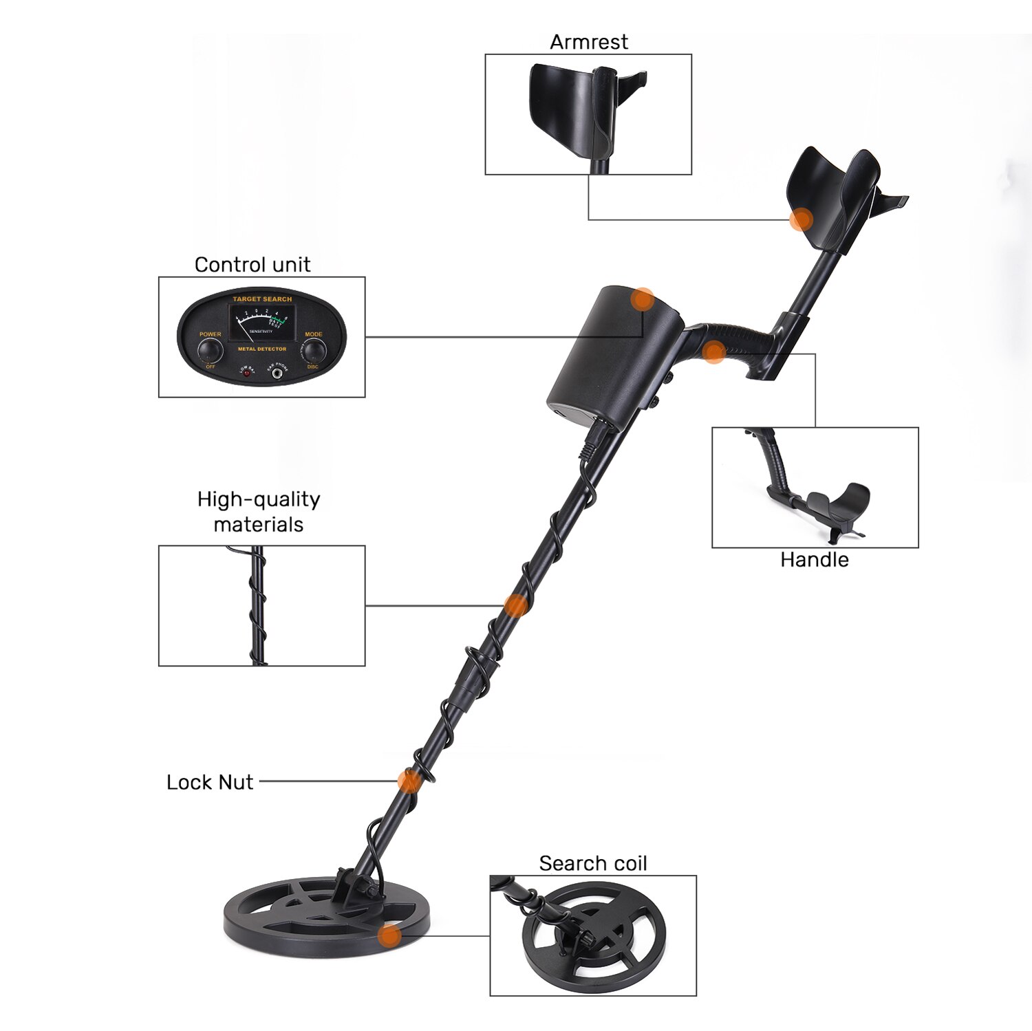 GT6100 Portable Underground Metal Detector High Sensitivity Jewelry Gold Treasure Metal Finder With All Metal Mode