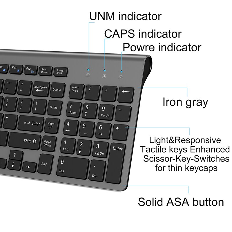 French keyboard AZERTY wireless 2.4G USB connection ergonomic silent keyboard suitable for laptop PC TV