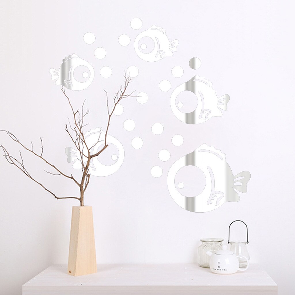 Tropical Fish Wall Sticker for Decor Children's Bathtub Swimming Bubble Fishes Stickers in the Bathroom Glass Decals #D