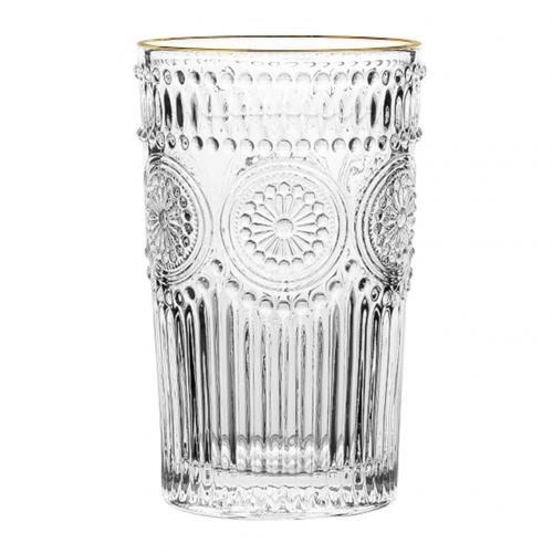 260/380ml vintage solsikke indgraveret forgyldt glas kop kaffe vin klart krus: Klar 380ml
