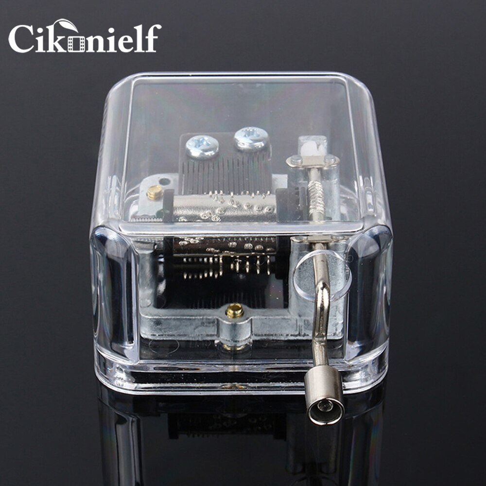 Clear Acrylic Windup Movement Music Box Music Movement Set 18 Tones 5 Songs