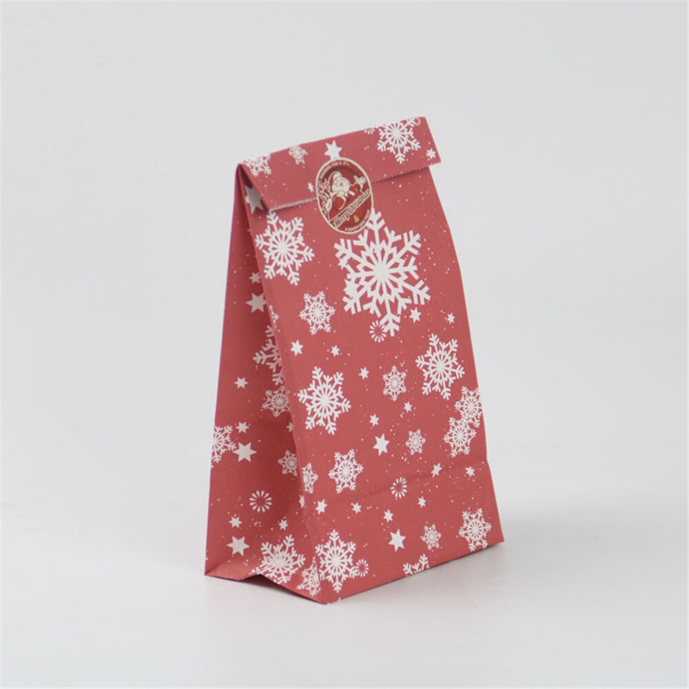 24pcs Snowflake Merry Christmas Paper Bag Snowman Christmas Tree Food Cookie Packing Bag Birthday Party Favor Stand Bags