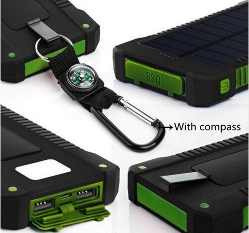Chargeur solaire batterie portable solaire étanche 50000mAh, Ports USB externes banque d'alimentation de chargeur pour Smartphone 5s avec lumière LED