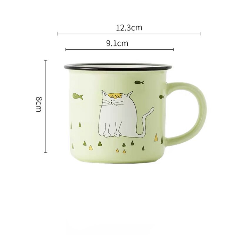 Nordic Ceramic Retro Coffee Mug Simple Small Flower Office Teacups Imitation Enamel Milk Juice Cup Household Drinkware: A