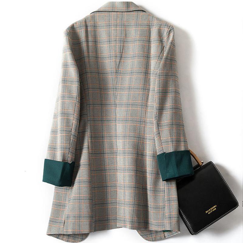 Traje informal de negocios para mujer, ropa de oficina, abrigos largos elegantes para mujer, abrigo de Vintage, otoño