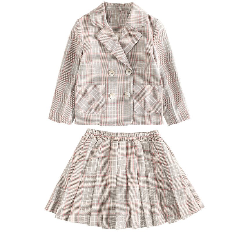 Tiener Meisjes Kleding Set Herfst Meisjes Plaid Suits Jassen Broek School Trainingspak Meisjes Kleding Kinderkleding 8 10 Jaar: Skirt Suit / 6