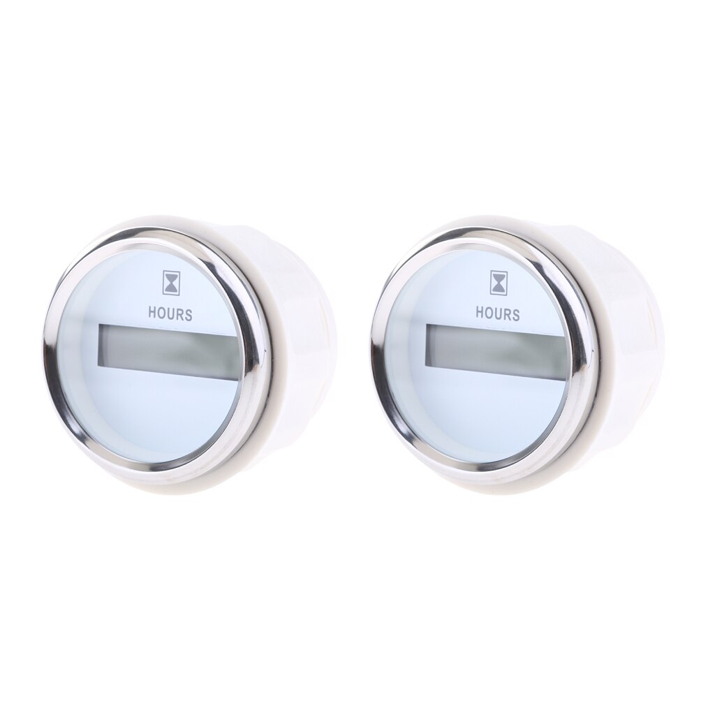 2pc Outboard Engine Hour Meter Gauge Marine Boat 52mm 2Inch LED Indicator White