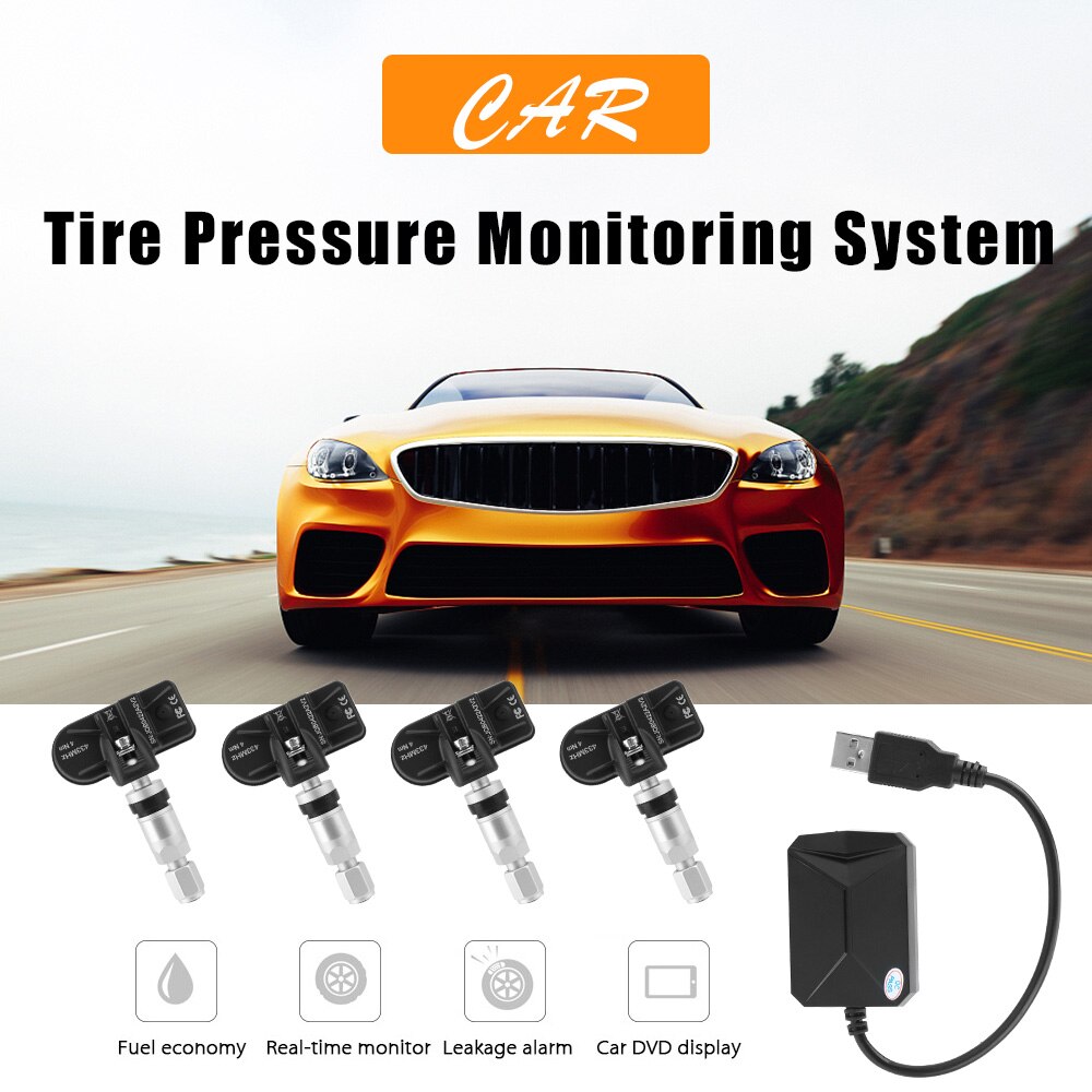 5V Internal Sensors Tire Pressure Monitoring System Android Navigation Car Radio 4 Sensors USB Android TPMS Display Alarm System