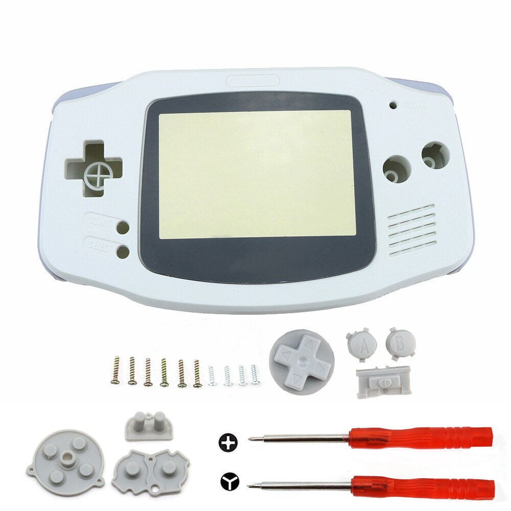 YuXi DIY Full set housing shell cover case w/ conductive rubber pad buttons and Screwdriver for GameBoy Advance for GBA console: White