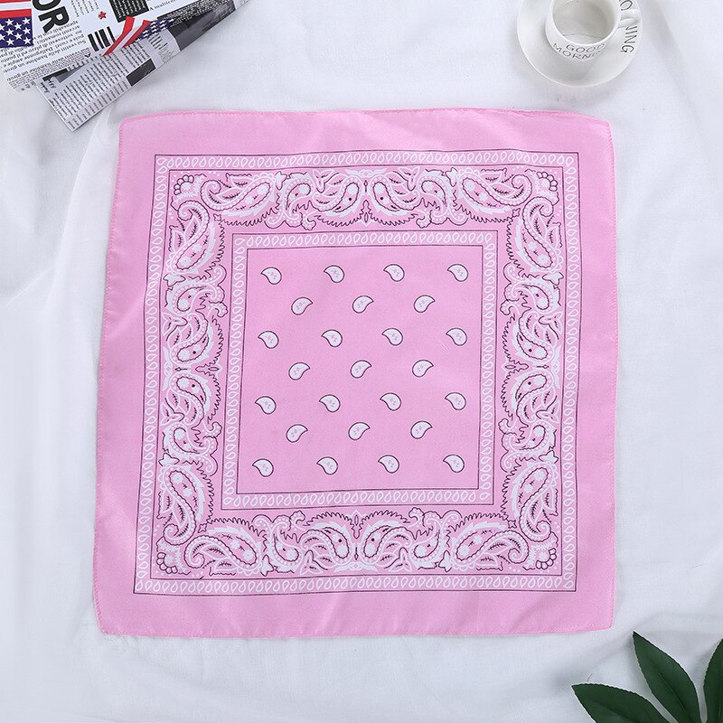 Bandana fazzoletto Unisex Hip Hop nero Paisley collo sciarpa sport copricapo polso avvolge testa sciarpe quadrate stampa fazzoletto: Colore rosa