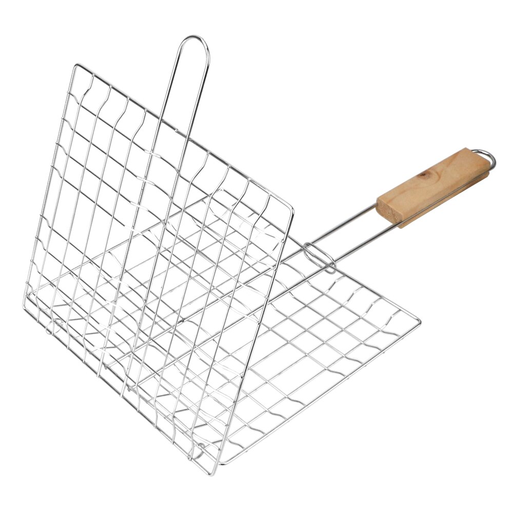 Grillen Mand Grill Mesh Rvs Herbruikbare Barbecue Grillen Opvouwbare Bbq Grill Mat Vlees Vis Clip Houder Accessoires