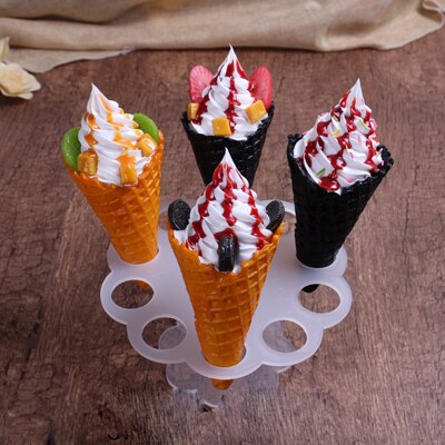 10 Holes Acrylic Stand Ice Cream Crisp tube Cone Holder Black Iron Cone Holder ice cream Stand Flavoring Rack Ice Cream Tools