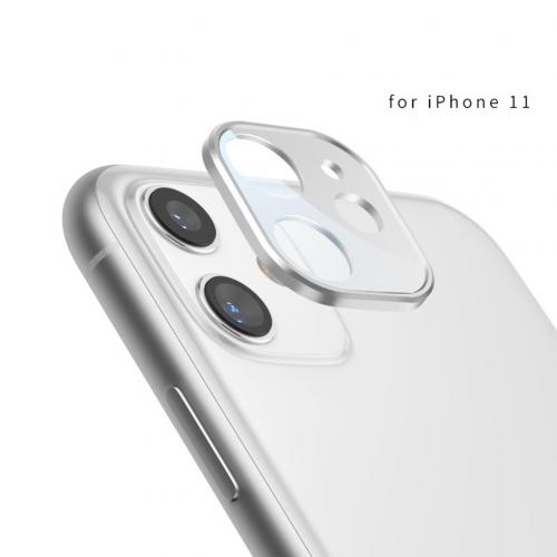 Metal + Tempered Glass Phone Rear Camera Lens Protector Protective Film Cover Case for iPhone 11 Pro Max: White 1