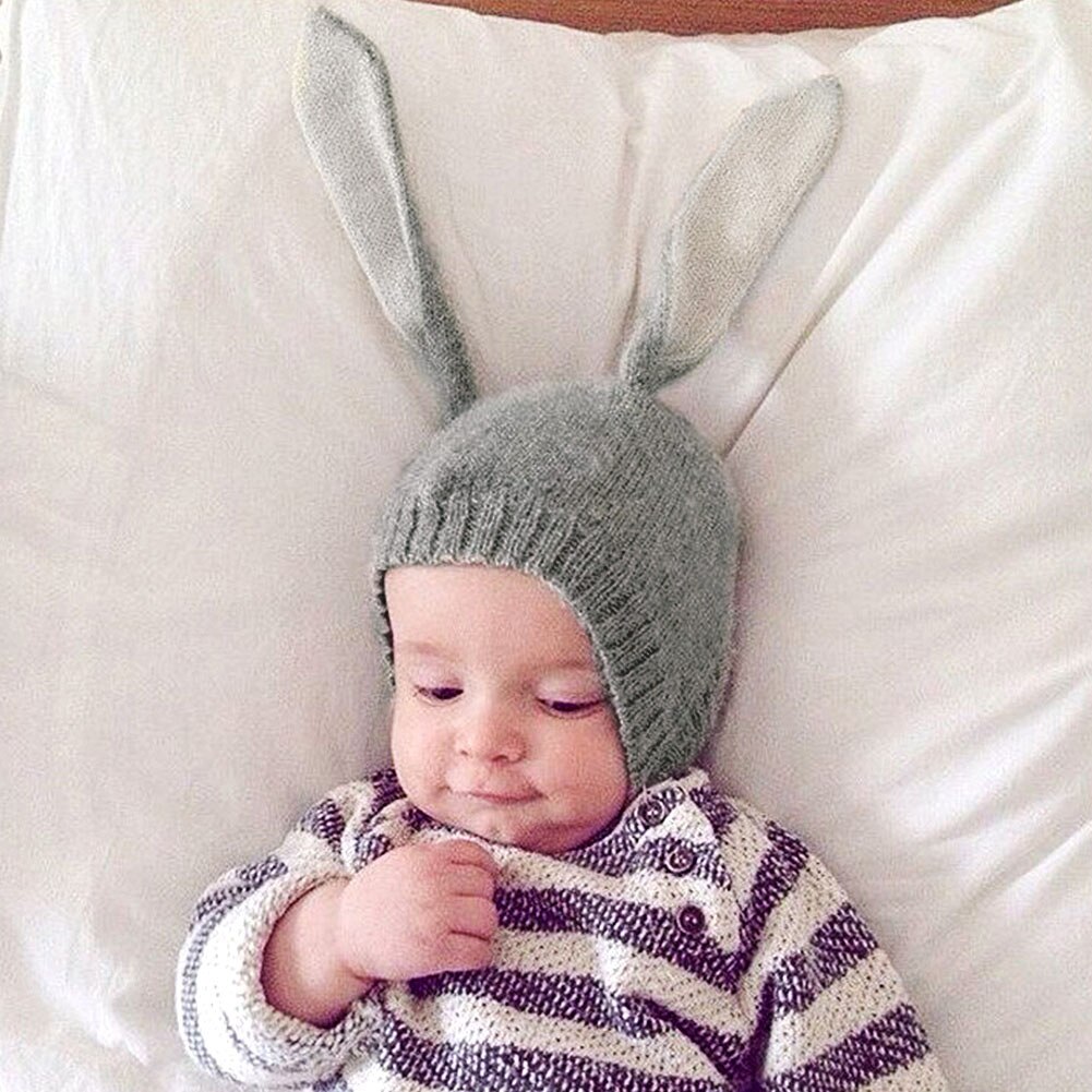 1Pc Mode Baby Konijn Oren Gebreide Muts Baby Peuter Winter Cap 1-3 Jaar Meisje Jongen Accessoires Fotografie props Voor Kinderen