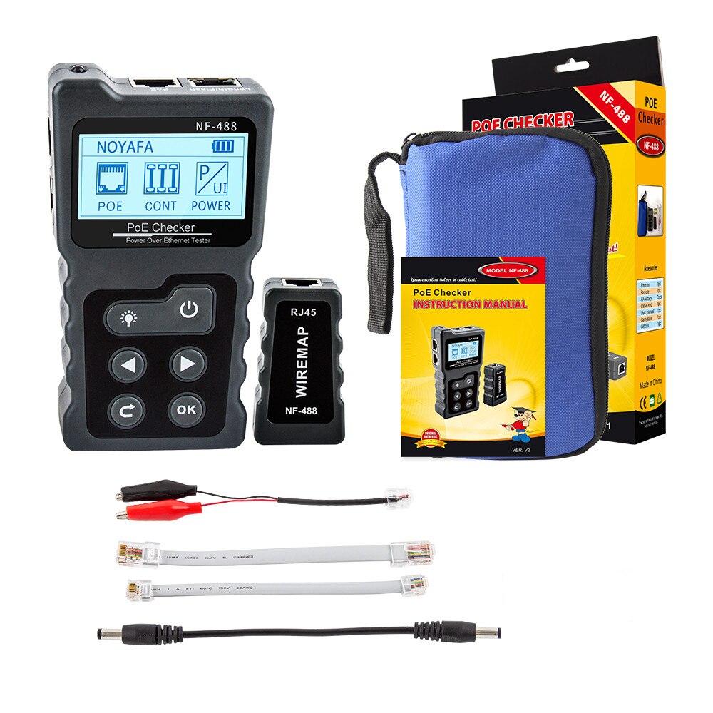 NF-488 network cabl tester CAT5 CAT6 LAN Cable PoE Switch Tester Detector LCD Display Digital Ethernet Cable Tester Tool