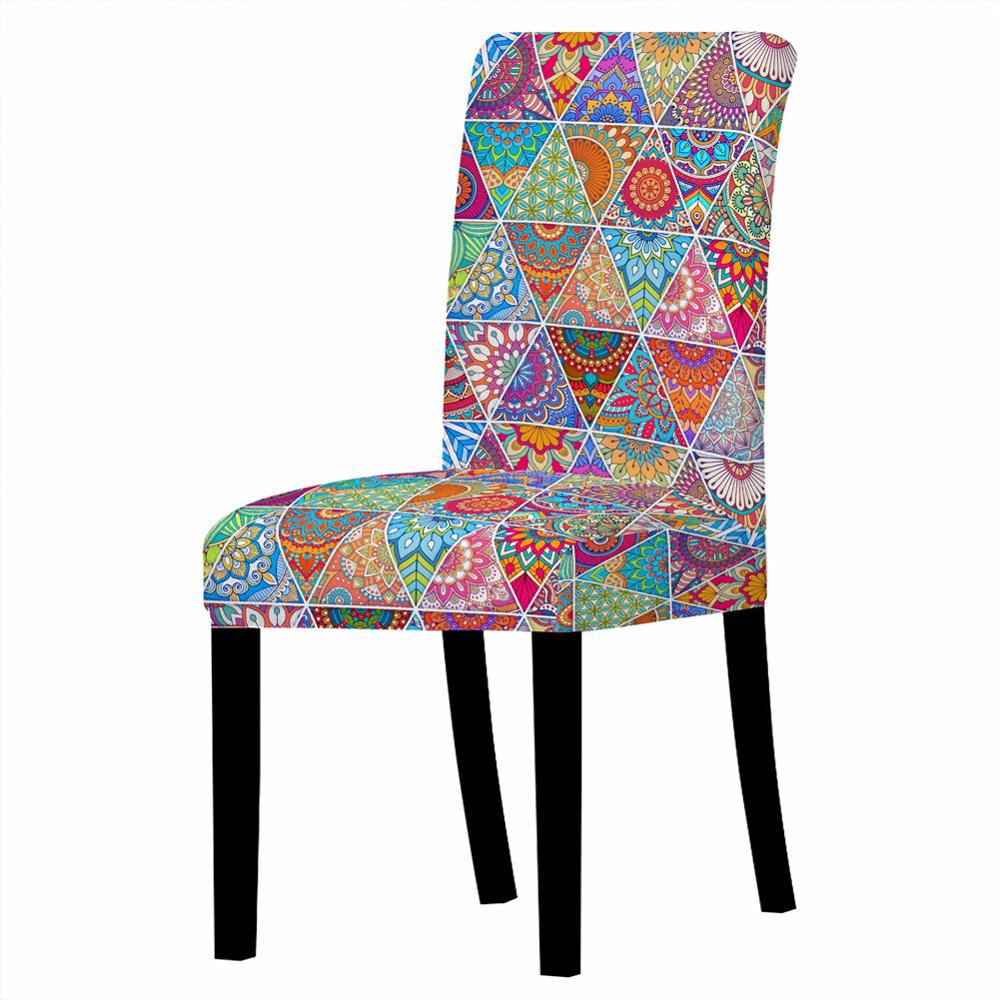 Funda para silla con estampado Floral de Mandala 3D, cubierta para sillas de comedor, espalda alta, decoración para fiestas y bodas