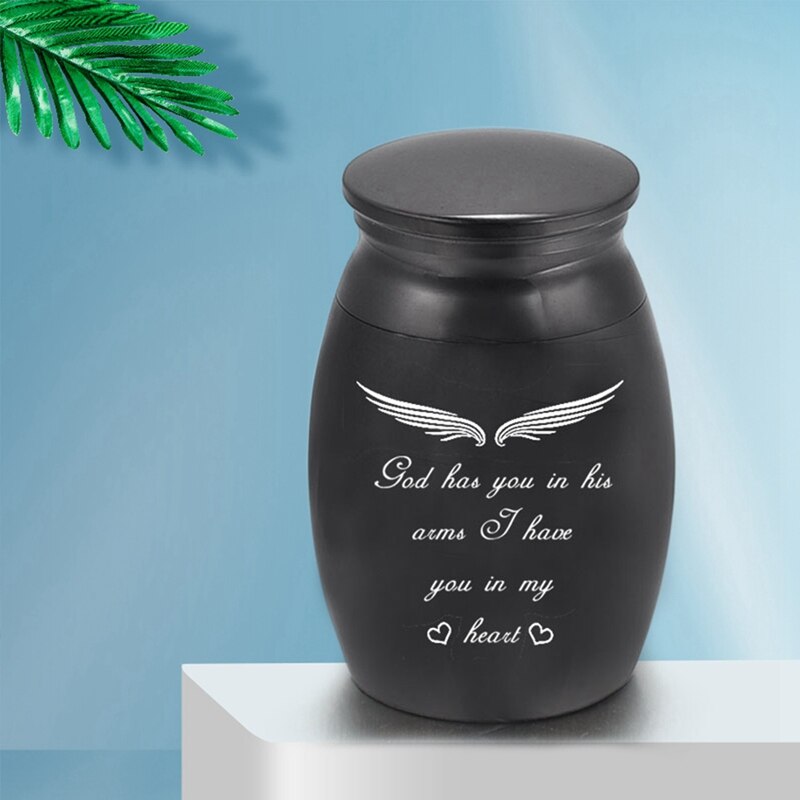 Cremation Ashes Urn Keepsake Casket Columbarium Pet Memorials Mini Size Pet Supplies Black Alloy Pet Urns for Dog Cat Bird Mouse