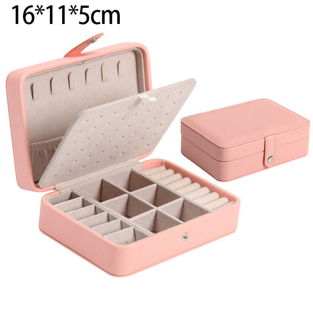Organisateur de bijoux boîte à bijoux à glissière bijoux cercueil Portable maquillage stockage multi-couche maquillage organisateur beauté voyage boîte: Rose-B