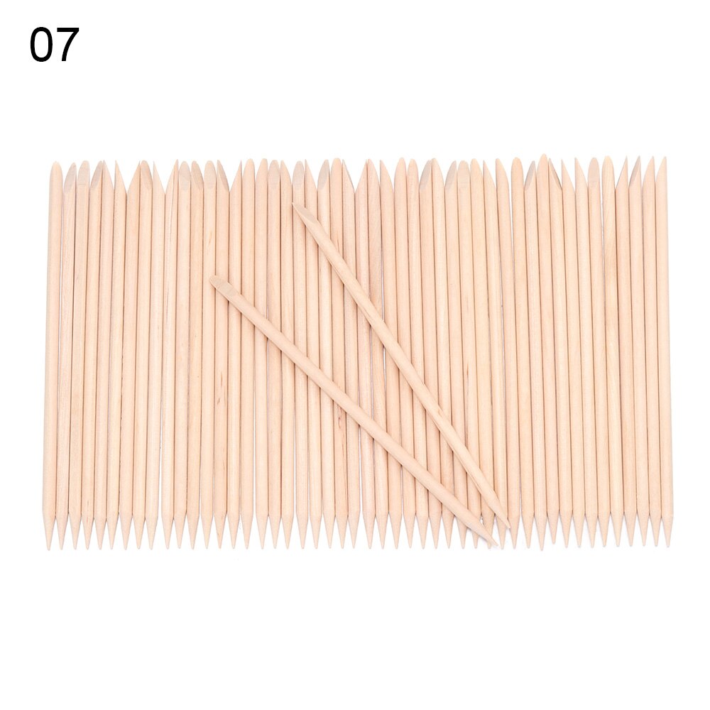 10/30/50/100 stk orange træpinde til neglebånd pusher neglebånd fjern værktøj gafler til negle eksfoliering manicure værktøj neglekunst: 7 50 stk