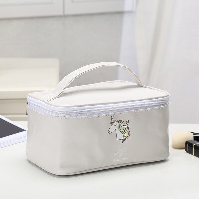 Women PU Travel Cosmetic Bag High capacity Makeup Bag Handbag Female Zipper Small Cosmetics Make Up Bags Travel Beauty Organizer: F