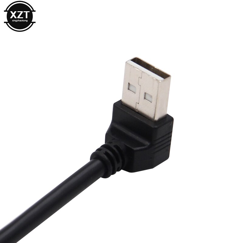 Usb 2.0 a han til hun 90 vinklet forlænger adapter kabel usb 2.0 han til hun op/ned 25cm sort kabel ledning