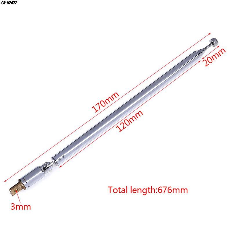 7 Secties telecopische Antenne Antenne per Radio Tv Zilver Uitgebreid Totale lunghezza 765Mm spec we