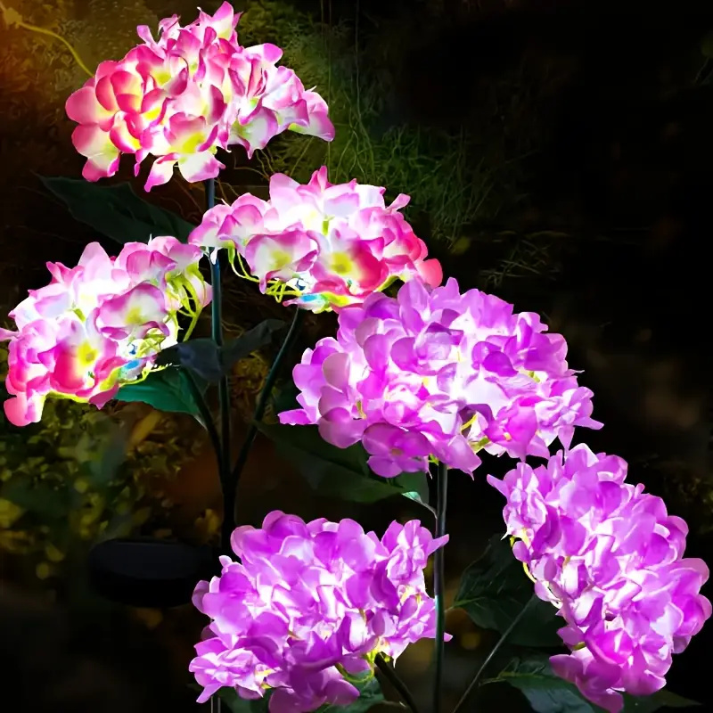 Tuinverlichting op zonne-energie Buitenverlichting, kleurrijk hortensia kunstbloemlicht op zonne-energie voor tuinpaddecoratie
