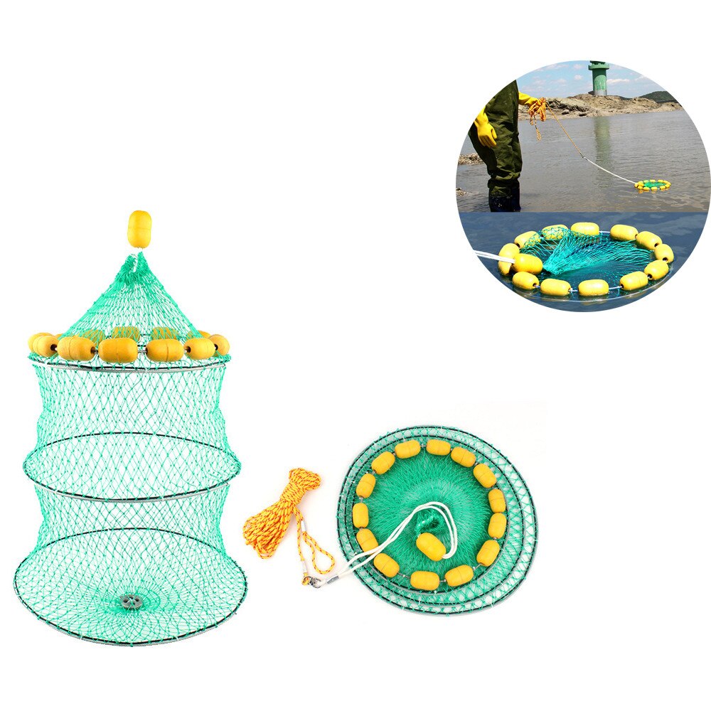 45*65CM Nylon Fishing Net Collapsible Trap Fish Crab Crayfish Lobster Catcher Automatic Trap Cast Keep Net Cage Fishing Accessor