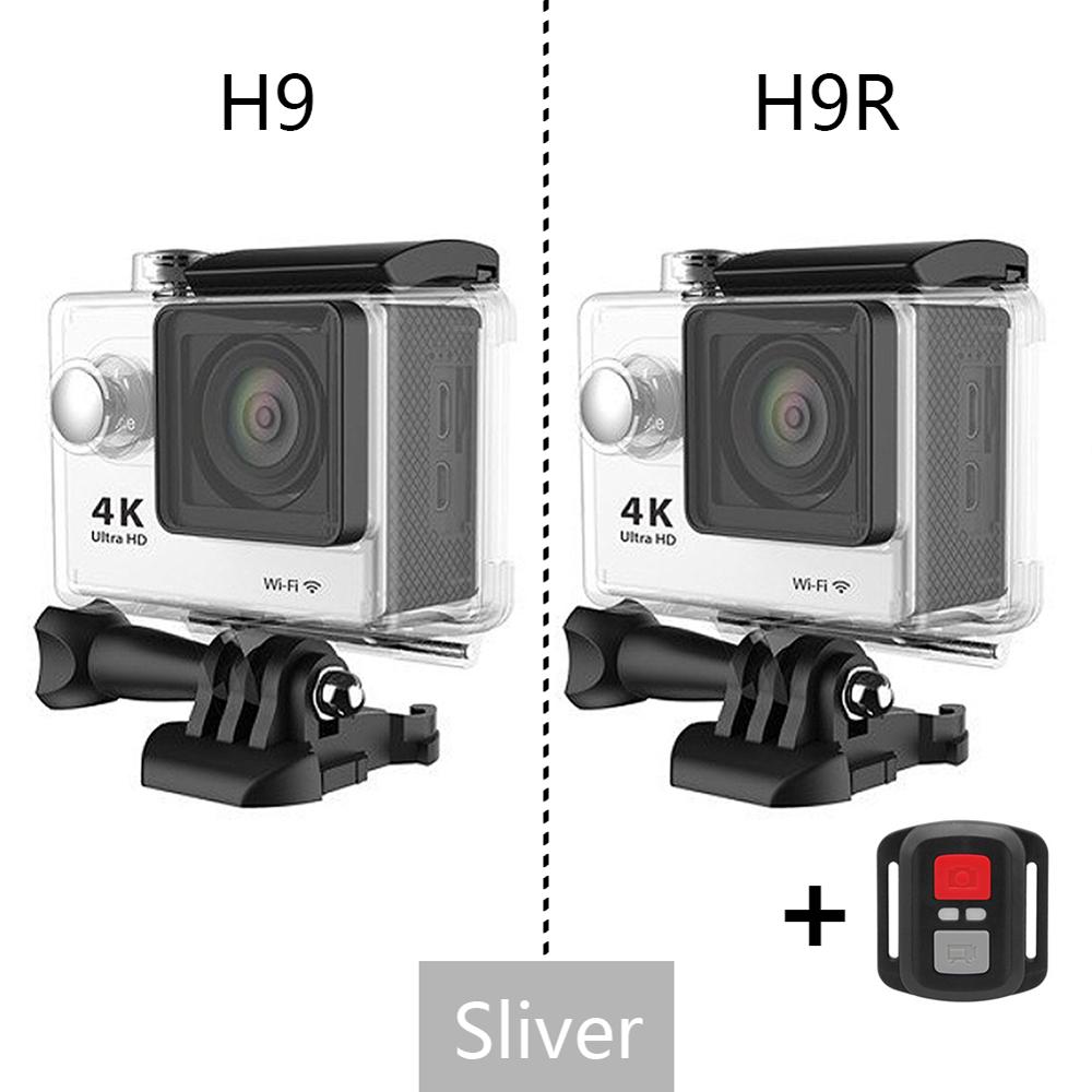 HitTime Original WiFi Action Camera 20MP 2.0" Ultra HD 4K Mini Helmet Cam DV Recoder 1080p/60fps WiFi Waterproof Sports Camera: Silver / H9R with controller