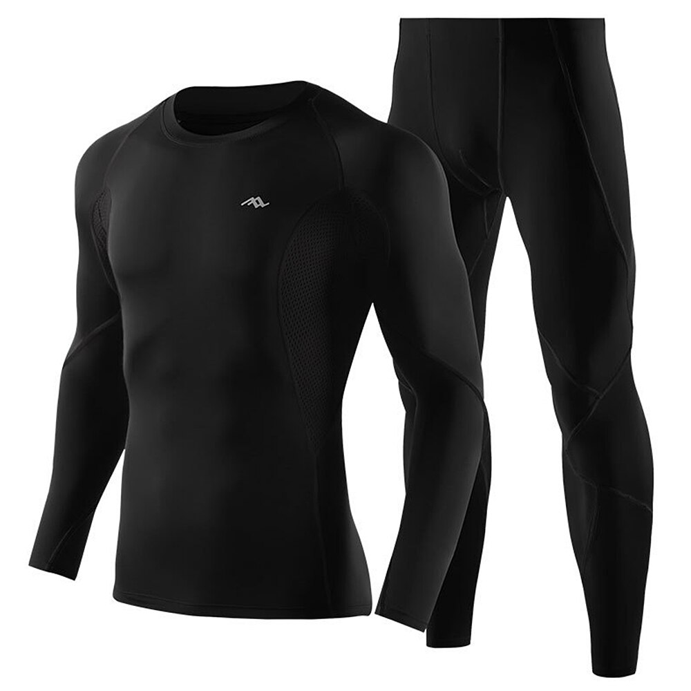 Männer 2 stücke trainieren einstellen Sport Anzug Fitnessstudio Fitness Kompression Kleidung Laufen Joggen Sport ÜSpund trainieren Sport Lauf Anzüge: Schwarz / M