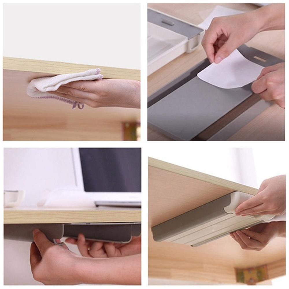 Hidden Table Under Paste Plastic Desk Organizer Memo Case Desk Divider Drawer Pen Stationery Storage Decor Box Sticky Stati W8S7