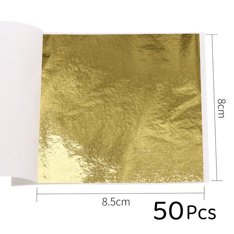Imitation Gold Leaf Sliver Red Foil 8x8.5cm Papers Art Craft Kraft Paper DIY Craft Decor Leaf Leaves Sheets 10/50pcs: K Gold-50