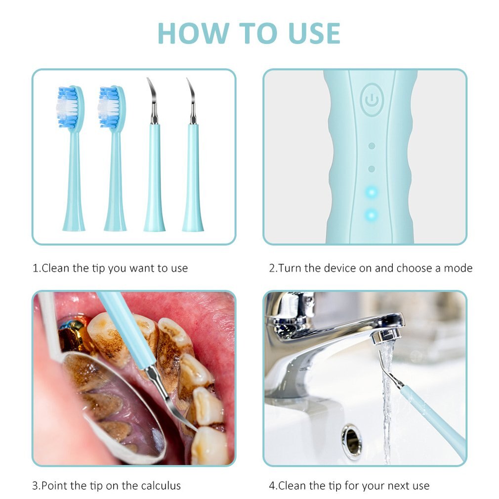 2 in 1 højfrekvent elektrisk børstning og vaskeskaler ultra-soniske tænder lommeregner fjerner hvidtekalk værktøj
